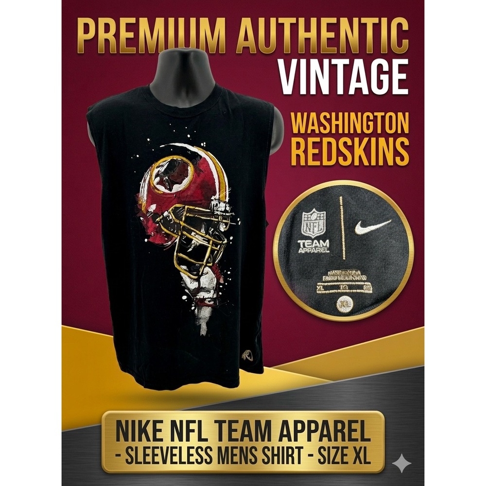 Vintage‎ Nike NFL Washington Redskins Sleeveless Shirt Mens XL Black Graphic Tee